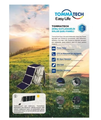 TommaTech 25Wp Katlanabilir Şarj Paneli - 5