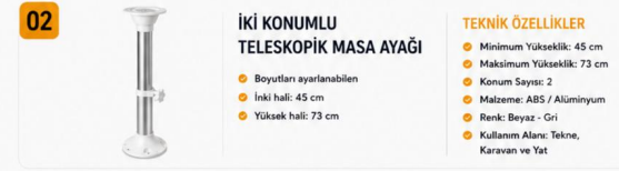 İKİ KONUMLU TELESKOPİK MASA AYAĞI - 1