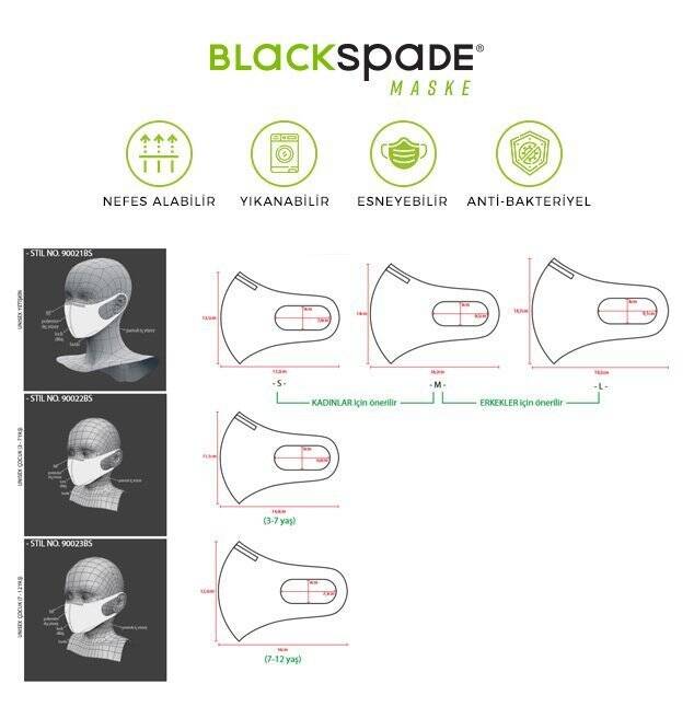 BLACKSPADE Çocuk Koruyucu Maske Siyah S2 - 4