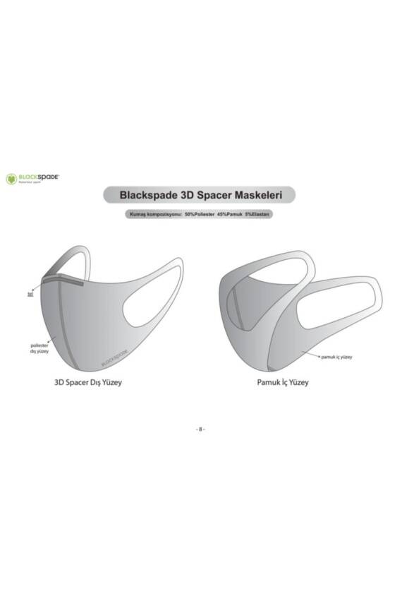 BLACKSPADE Çocuk Koruyucu Maske Siyah S2 - 5