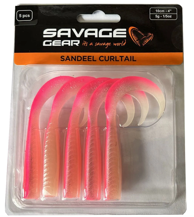 Savage Gear LB Sandeel Curltail 7cm Pink Glow 6 Adet Sahte Balık - 1