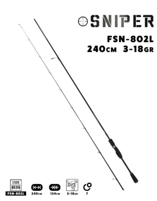 Fujin Sniper 240cm 3-18gr Light Spin Kamışı FSN-802L - Fujin